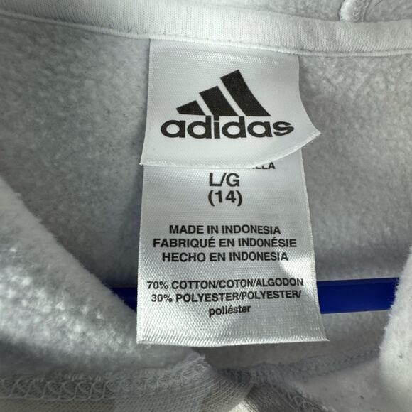 Adidas girl sweatshirt hoodie zebra print stylish gray and blue size 14 - Picture 5 of 8